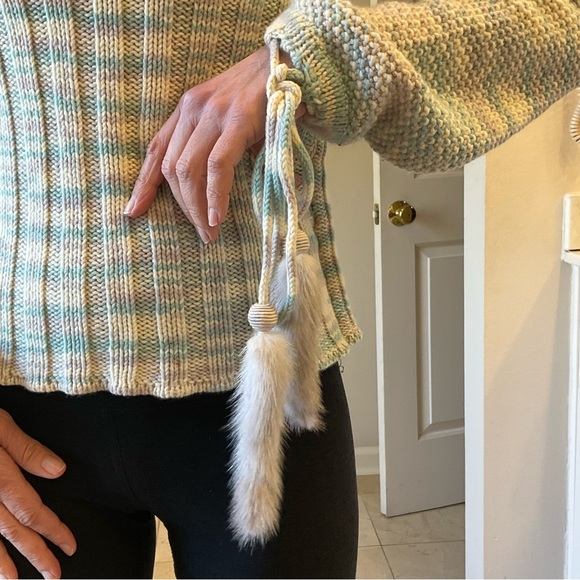 Missoni V-neck pastel sweater, fur tassel ties, classic and trending, Sz Small - Picture 12 of 15
